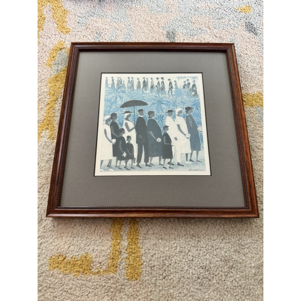 Funeral Procession by Ellis Wilson Matted Framed Print 6"X6" Blues